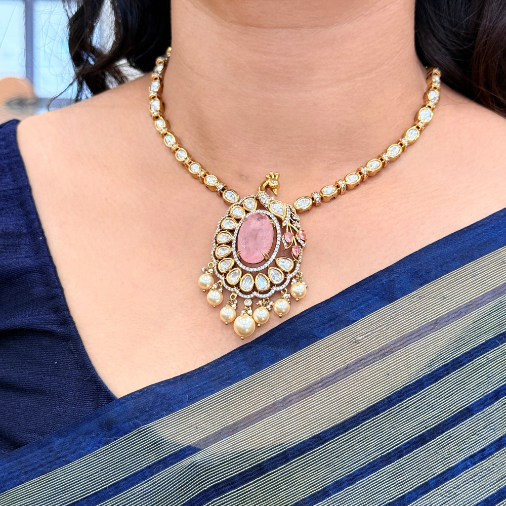 Peacock Kundan-Inspired Necklace Earring Set