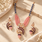 Peacock Motif Beaded Necklace Set