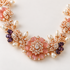 Blush Floral Rose-Tone Necklace Set