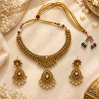 Antique Gold-Tone Floral Necklace Set