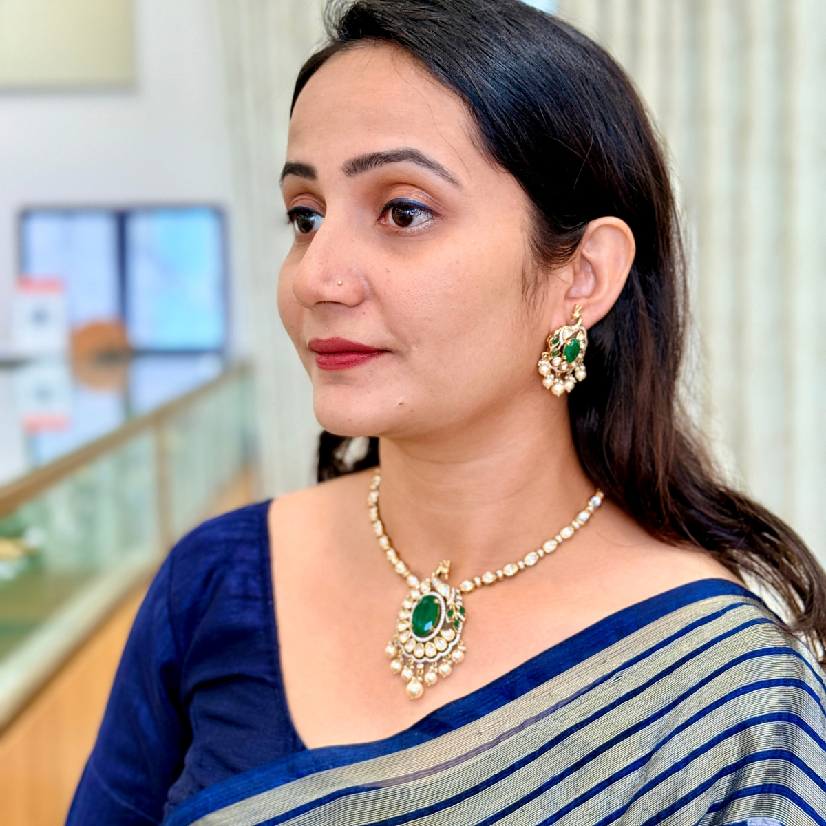 Peacock Kundan-Inspired Necklace Earring Set