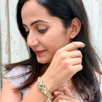 Emerald Statement Bracelet with Polki & CZ