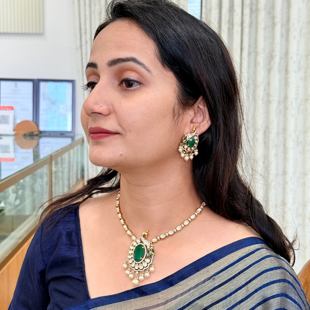 Peacock Kundan-Inspired Necklace Earring Set