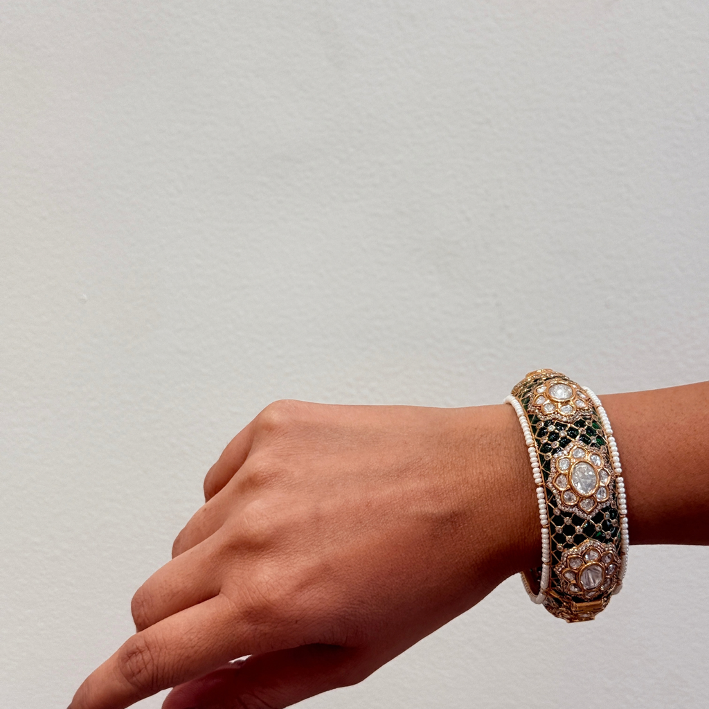 Ruby Pink Kundan-Inspired Polki Kada