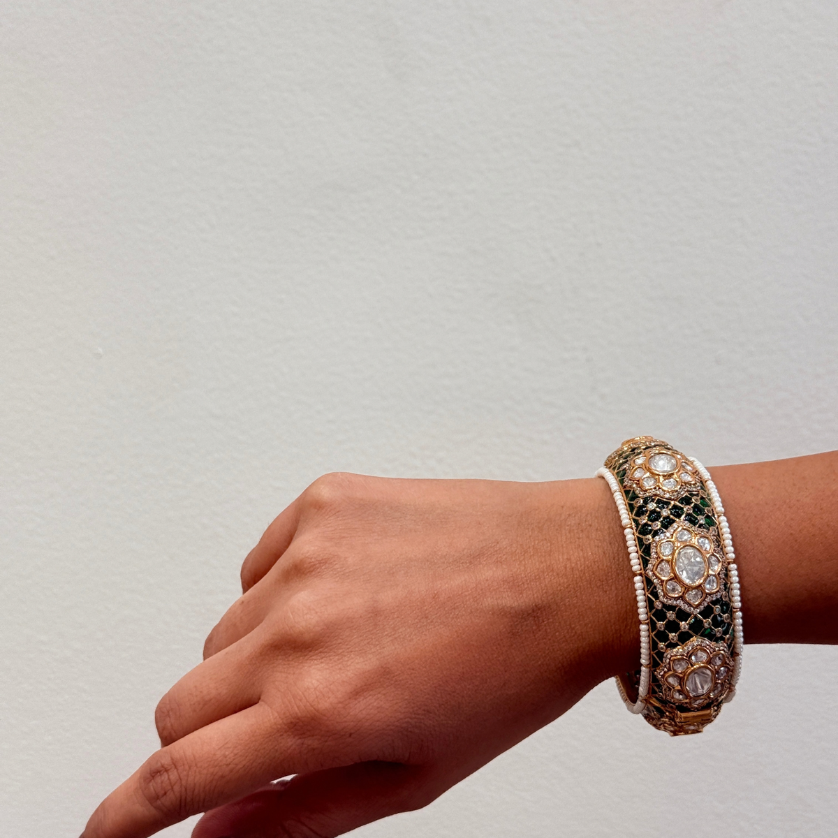 Ruby Pink Kundan-Inspired Polki Kada