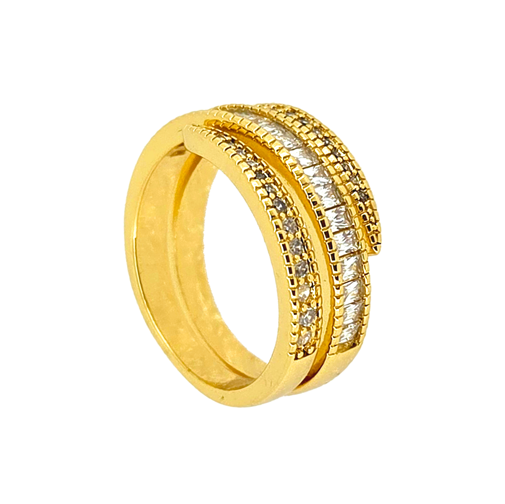 Royal Layered Diamond Gold Ring
