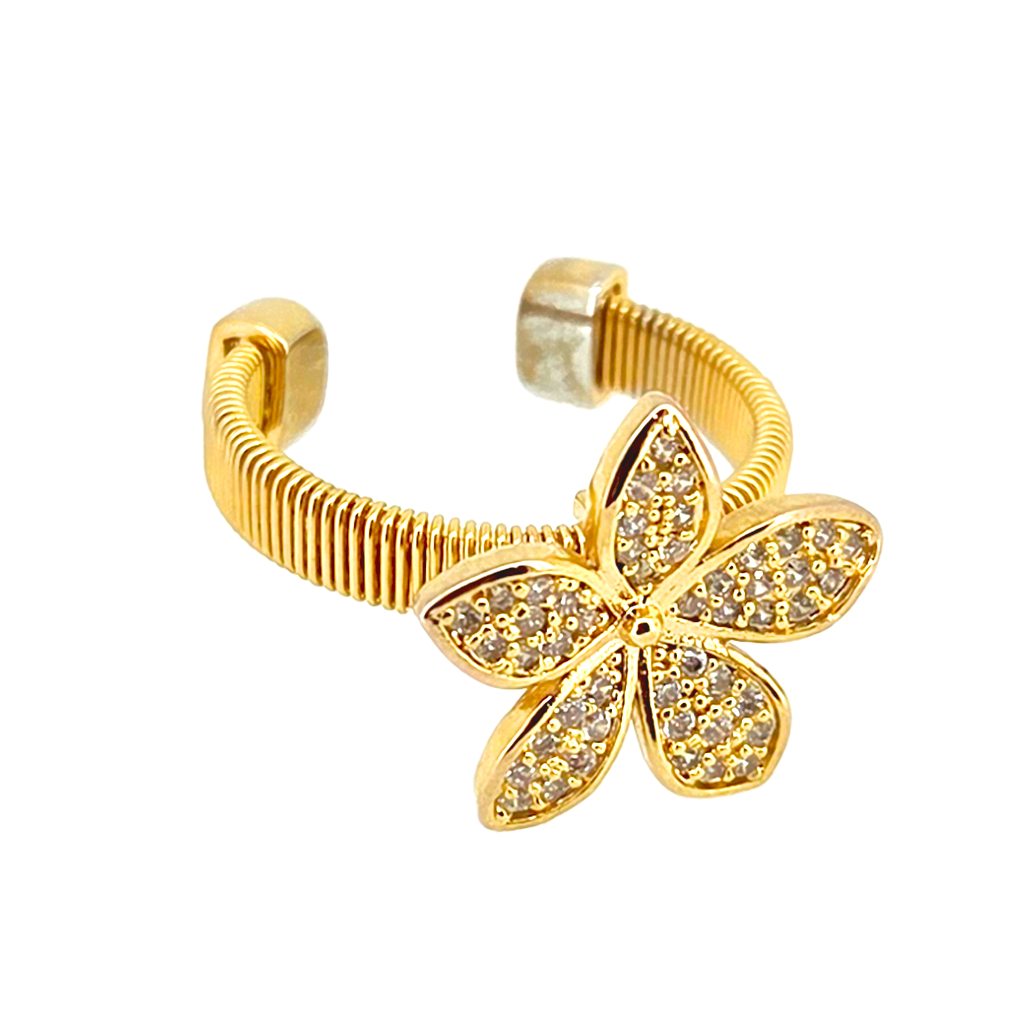 Golden Blossom Adjustable Diamond Ring