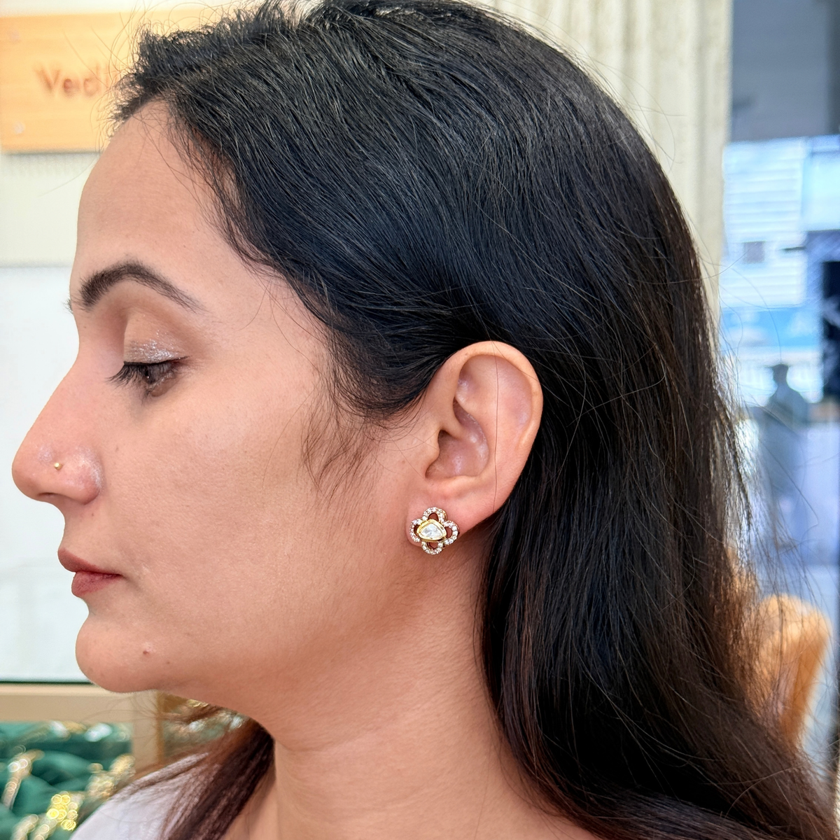 Alia Kundan-Inspired Triangle Stud Earrings