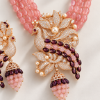 Peacock Motif Beaded Necklace Set