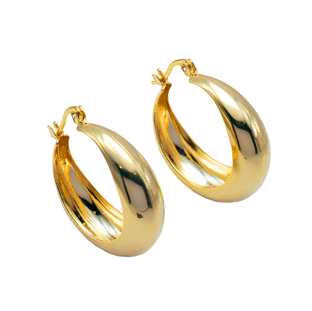 Polished Golden Crescent Hoops