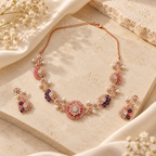 Blush Floral Rose-Tone Necklace Set
