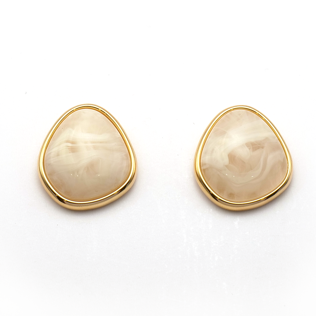 Blush Marble Golden Teardrop Stud Earrings