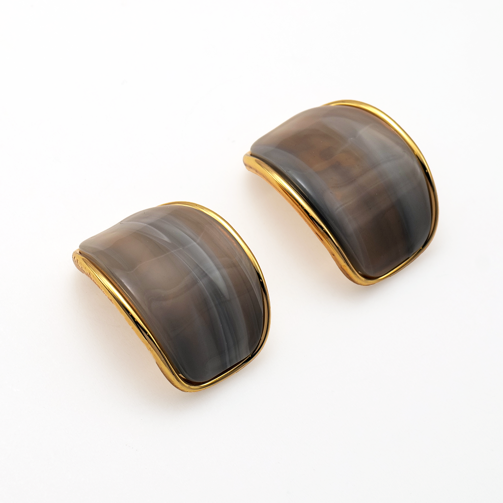 Smoky Mist Marbleized C-Hoop Earrings