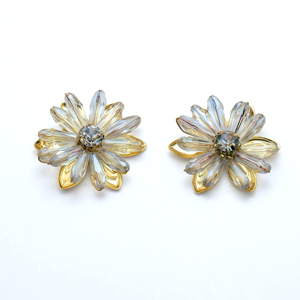 Crystal Sunburst Petal Stud Earrings