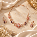 Blush Floral Rose-Tone Necklace Set