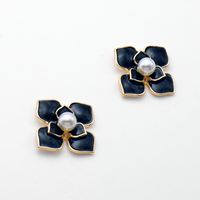 Midnight Bloom Pearl Stud Earrings