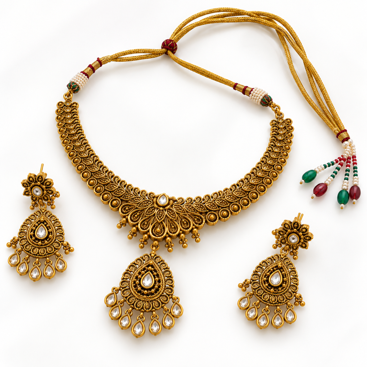 Antique Gold-Tone Floral Necklace Set