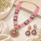 Blush Floral Beaded Necklace Set
