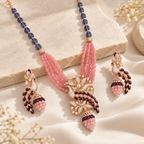 Peacock Motif Beaded Necklace Set