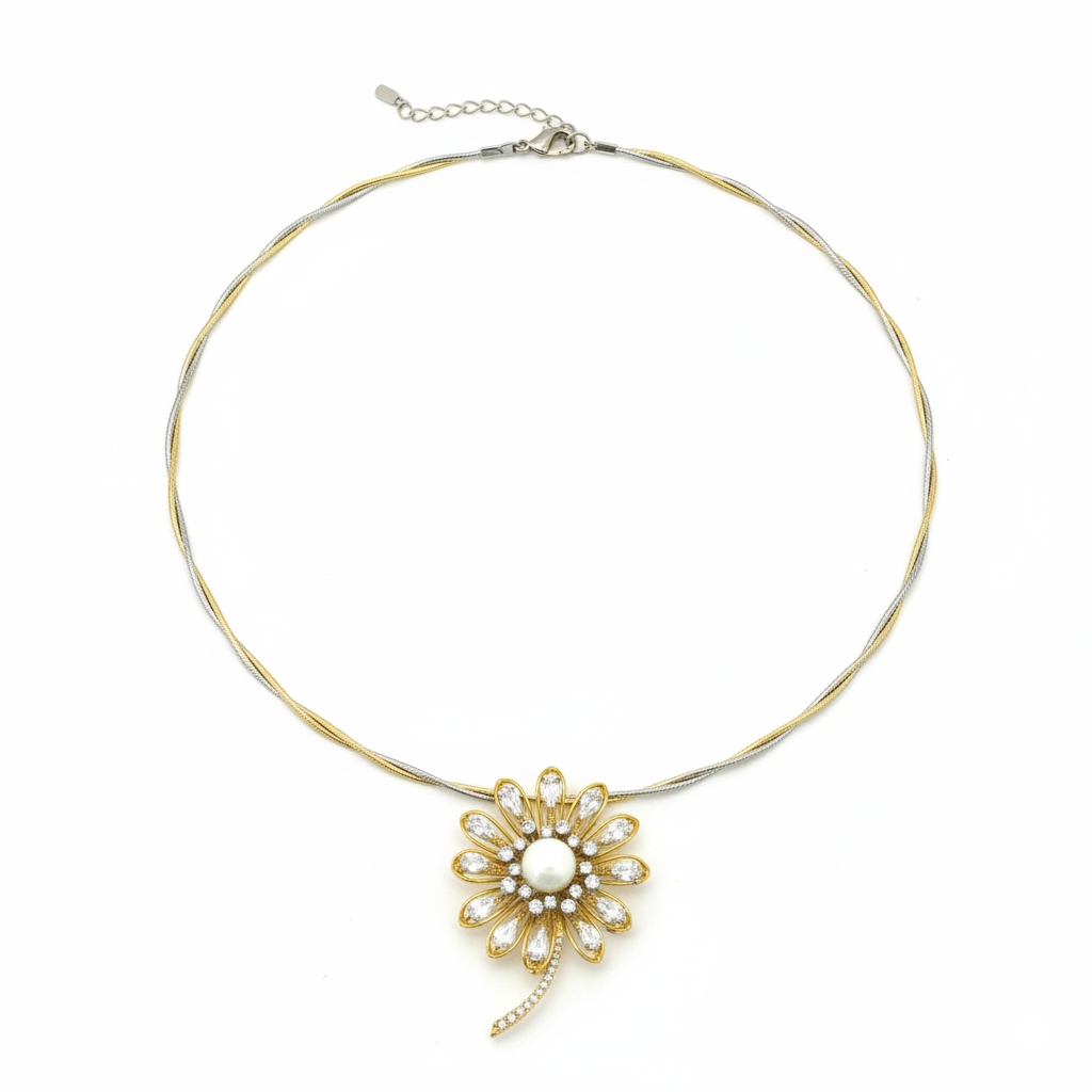 Elegant Floral Pearl Pendant Necklace