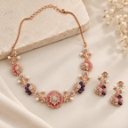 Blush Floral Rose-Tone Necklace Set