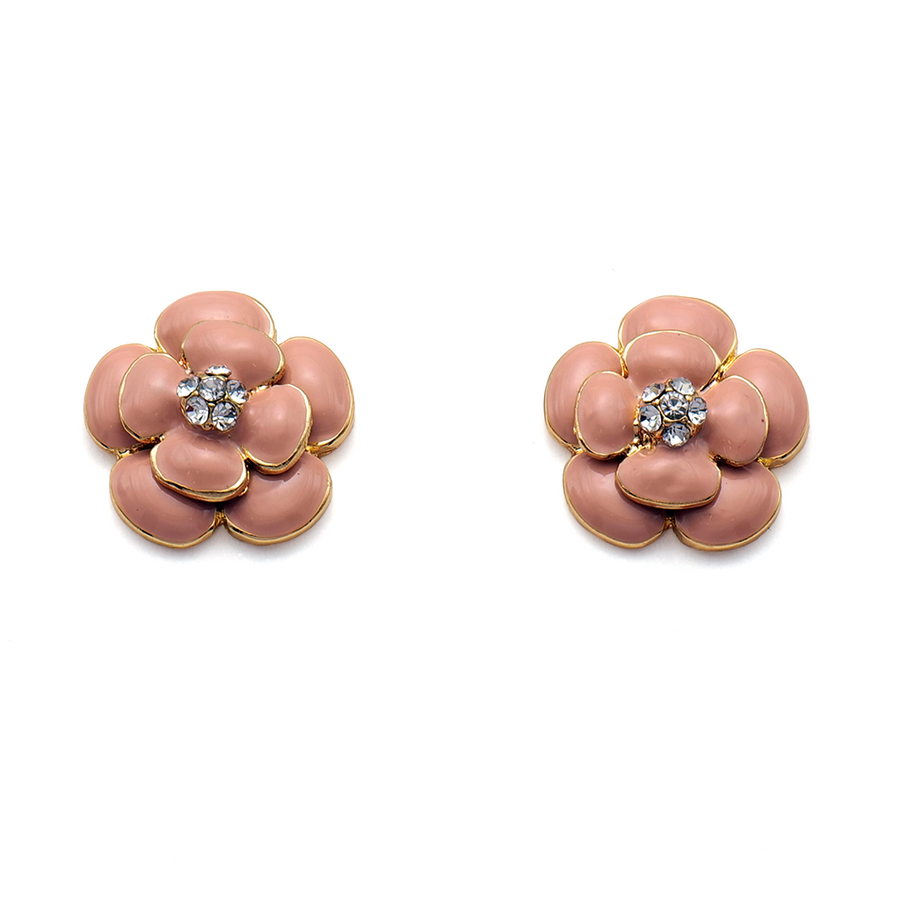 Dusty Rose Camellia Crystal Studs