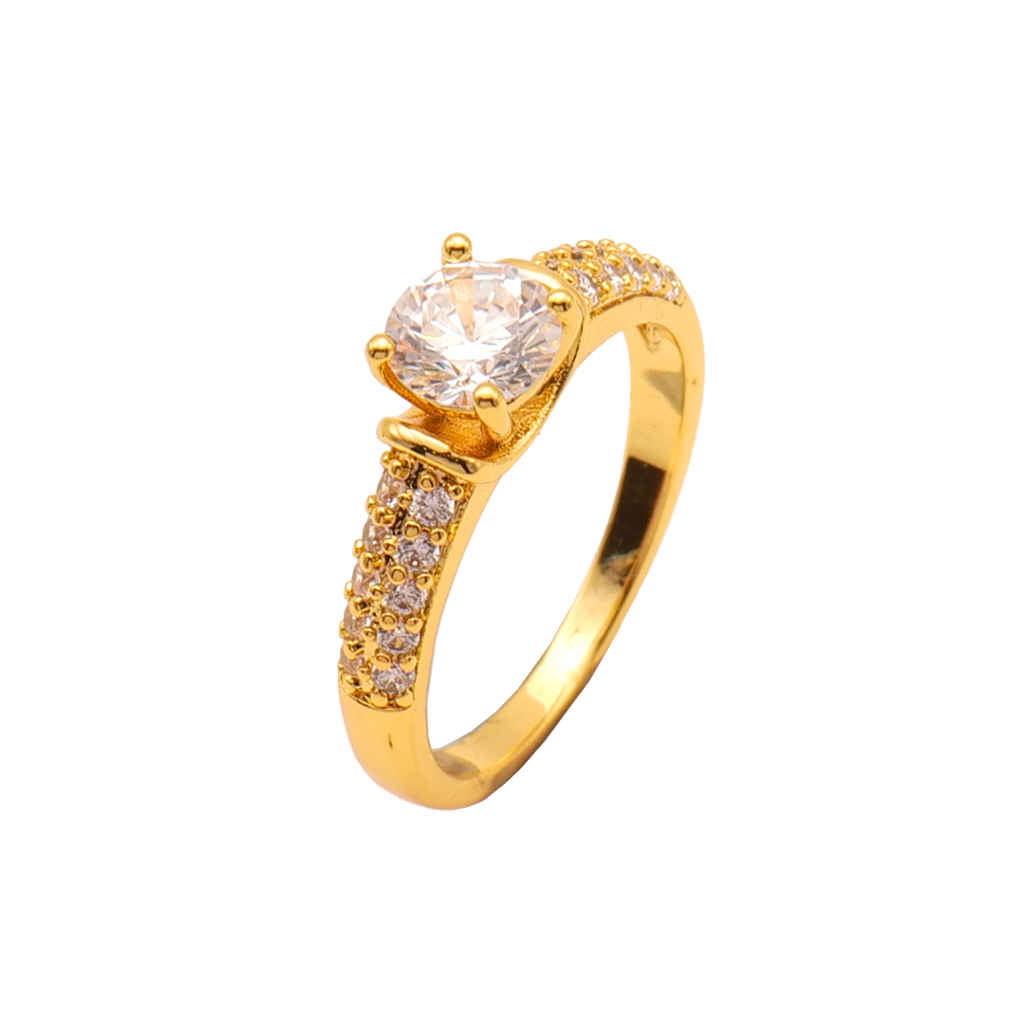 Radiant Solitaire Pavé Golden Ring