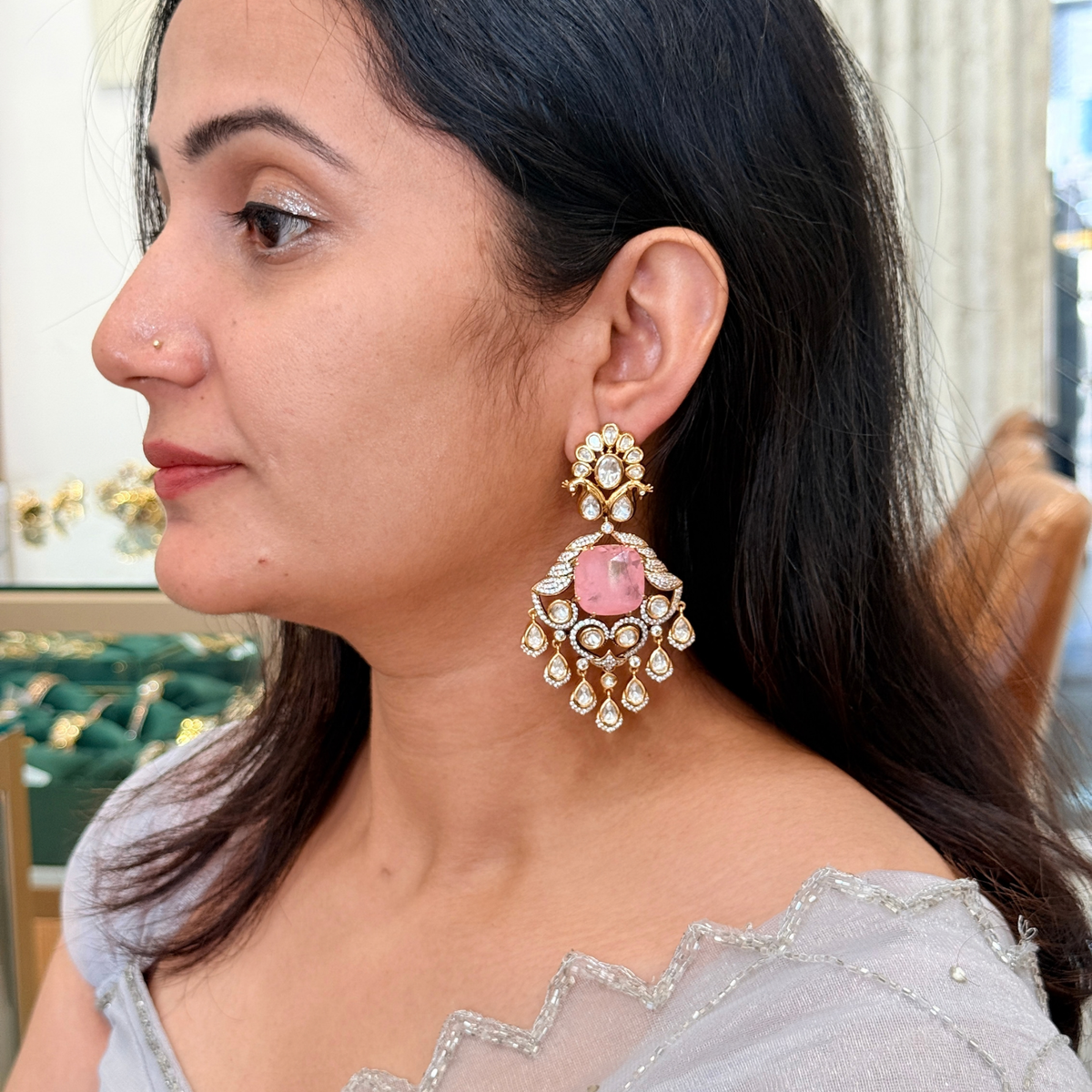Mint Statement Chandelier Earrings