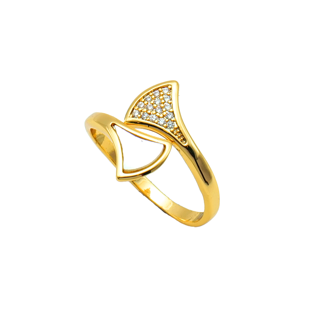 Gilded Fan Motif Bypass Ring