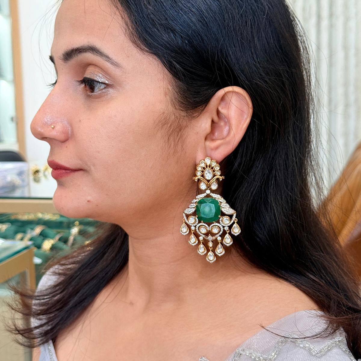 Mint Statement Chandelier Earrings