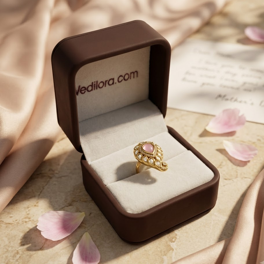 Teardrop Kundan Statement Ring Free Size / Adjustable Fit