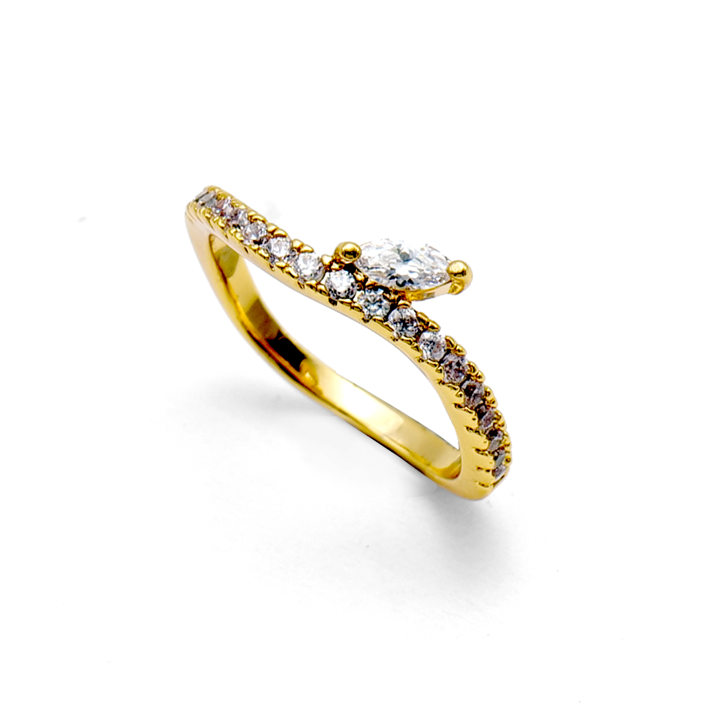 Gilded Marquise V-Contour Ring
