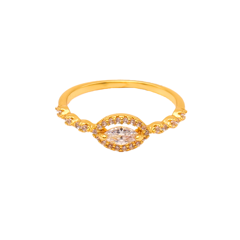 Marquise Halo Celestial Golden Ring