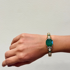 Emerald Green & White Stone Royal Statement Bracelet