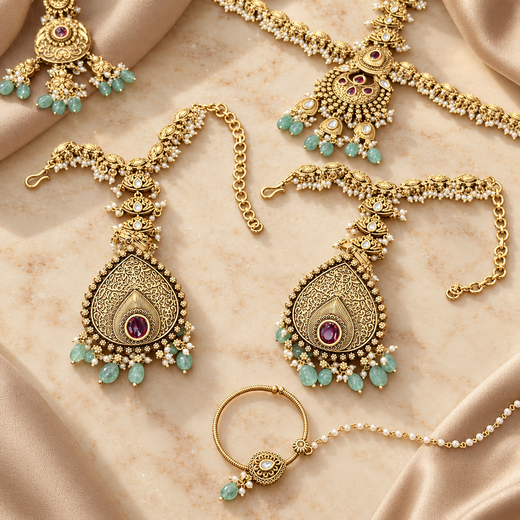 Mrinalini Kundan-Inspired Bridal Jewellery Set