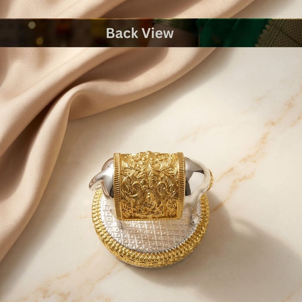 24K Gold plated and 999 Pure Silver Plated Kamdhenu Cow Idol - 6 Inch, Auspicious Vastu Home Decor for Pooja Room and Mandir I A Home Decore & Spiritual Gift