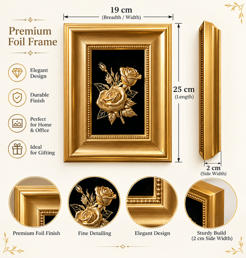 24K Gold Rose Art Decorative Frame
