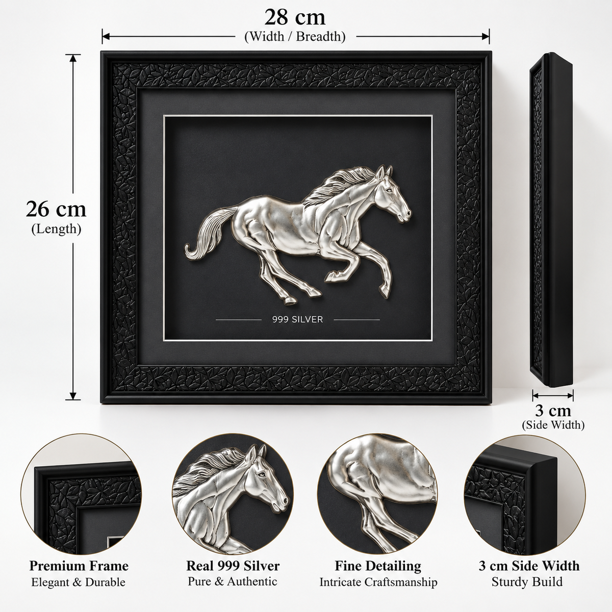 Running Horse 999 Silver Foil Frame