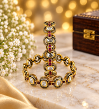 Elegant Red Kundan-Inspired Designer Bangle Set