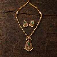 Vedilora® Premium Polki Pearl Necklace Set with Green Stones & Matching Earrings | Bridal & Festive Jewellery