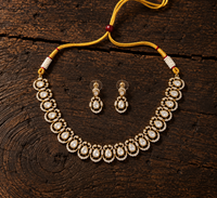 Vedilora® Premium Teardrop CZ Necklace Set with Matching Earrings | Gold-Tone Bridal & Festive Jewellery