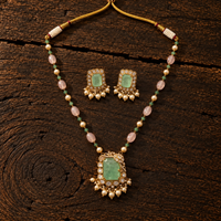 Vedilora® Royal Green & Red Traditional Necklace Set with Matching Earrings