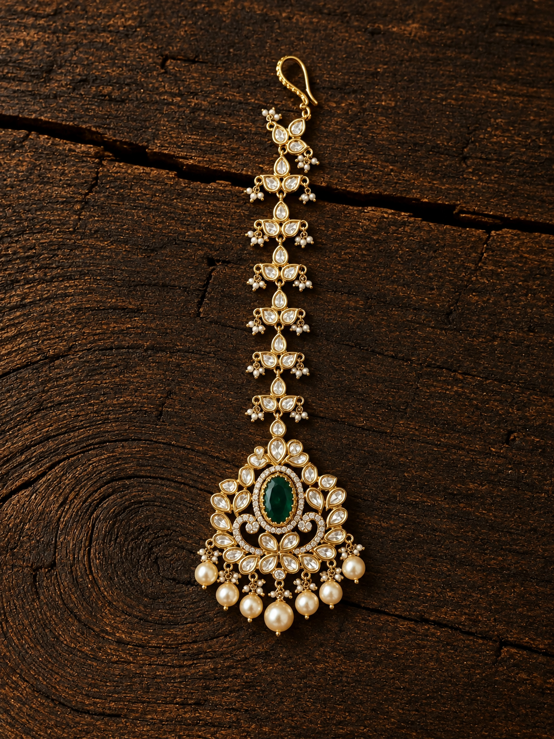 VEDILORA Fashion Jewellery Green & Red Victorian Plated Ethnic Kundan Tikka