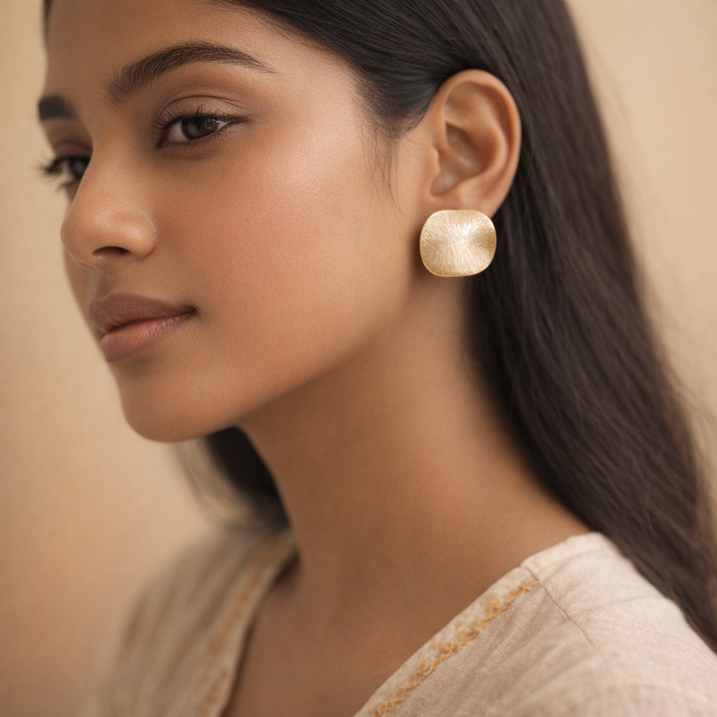 Golden Petal Radiance Stud Earrings