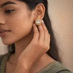 Regal Teardrop Crystal Gold-Tone Stud Earrings
