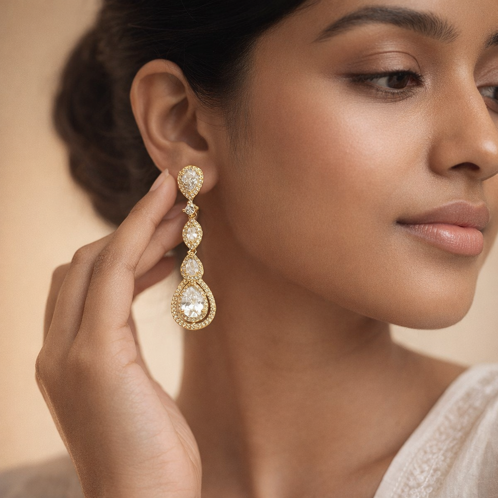 Royal Cascade Teardrop Diamond Earrings