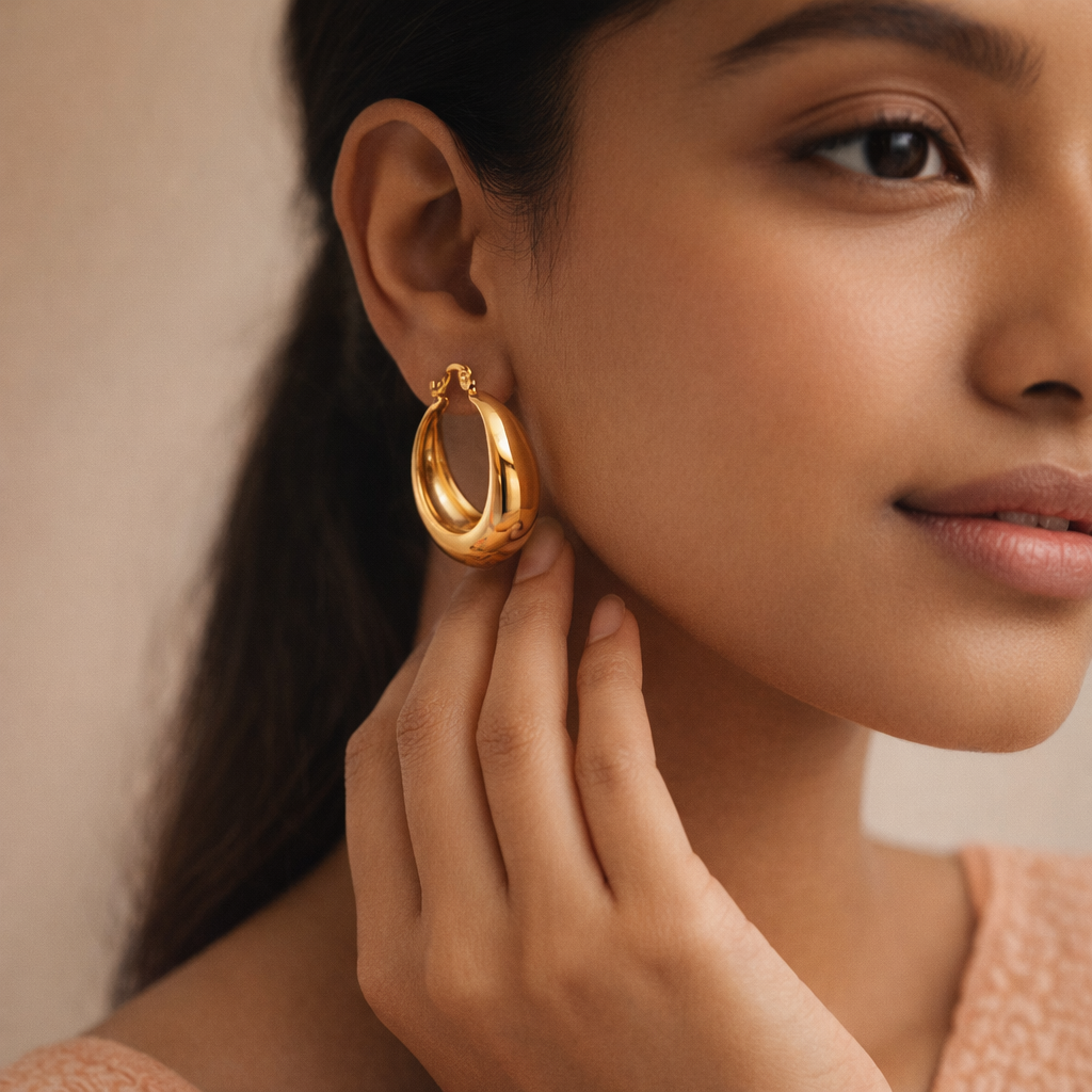 Polished Golden Crescent Hoops