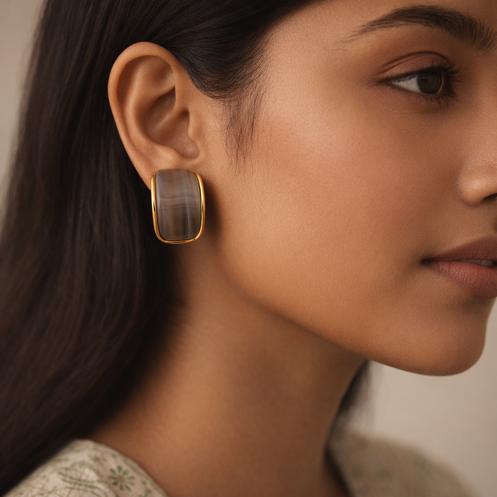 Smoky Mist Marbleized C-Hoop Earrings