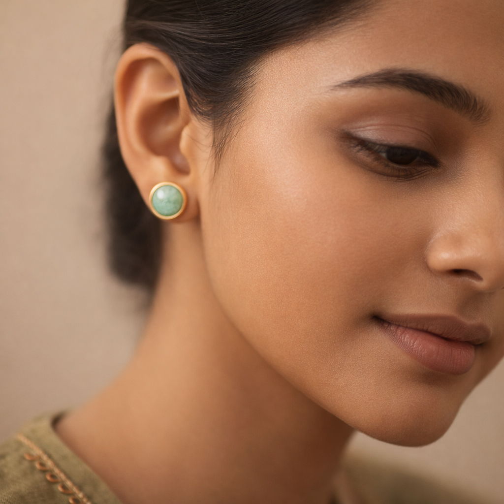 Gilded Sage Marble Studs