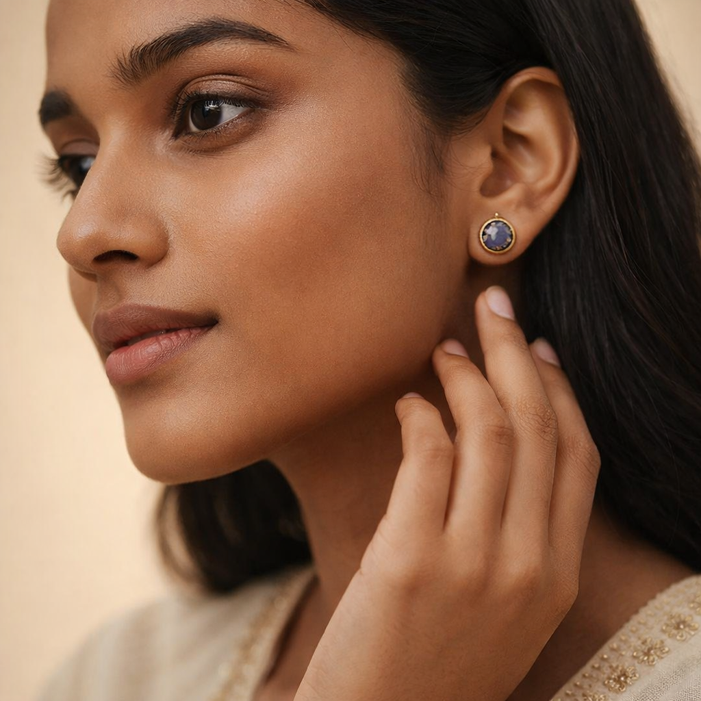 Gilded Slate Marble Studs
